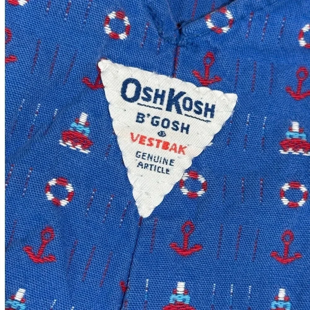Vintage OshKosh B'gosh Sailor‎ Nautical Shortalls 6-9 Mos Romper Vestback USA